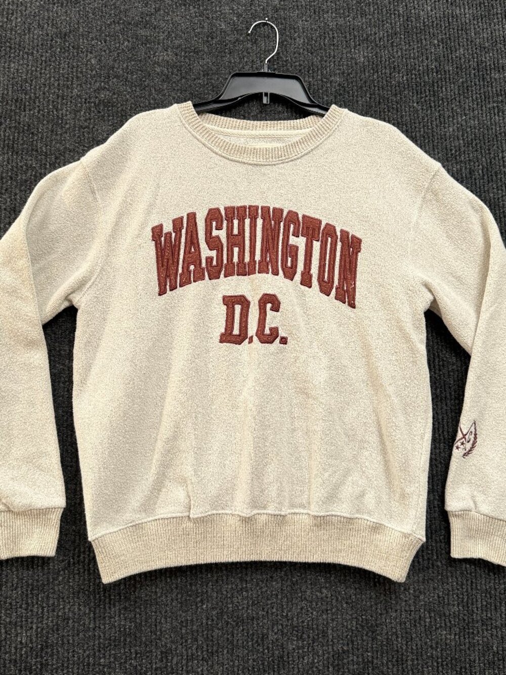 New York Popular Crew Neck Sweater Nantucket Soft Fleece Washington DC Oatmeal L